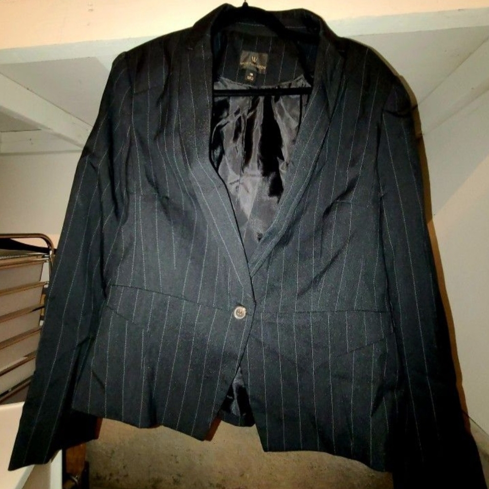 Worthington Charcoal Pinstripe Women's Suit Jacket